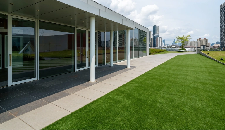 Commercial artificial turf installation for a Dallas business
