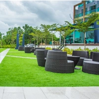 Commercial artificial turf installation for a Dallas office landscape