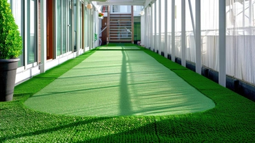 Luxury commercial artificial turf installation at a Dallas business